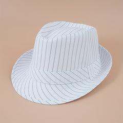 Solid Striped Jazz Fedora Cap Lightweight Summer Sun Hat