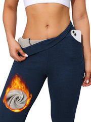 Fleece Liner Cropped Yoga Pants with Pocket