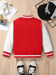 Boys Varsity Jacket Long Sleeve Letter Graphic Baseball Collar Embroidered Block