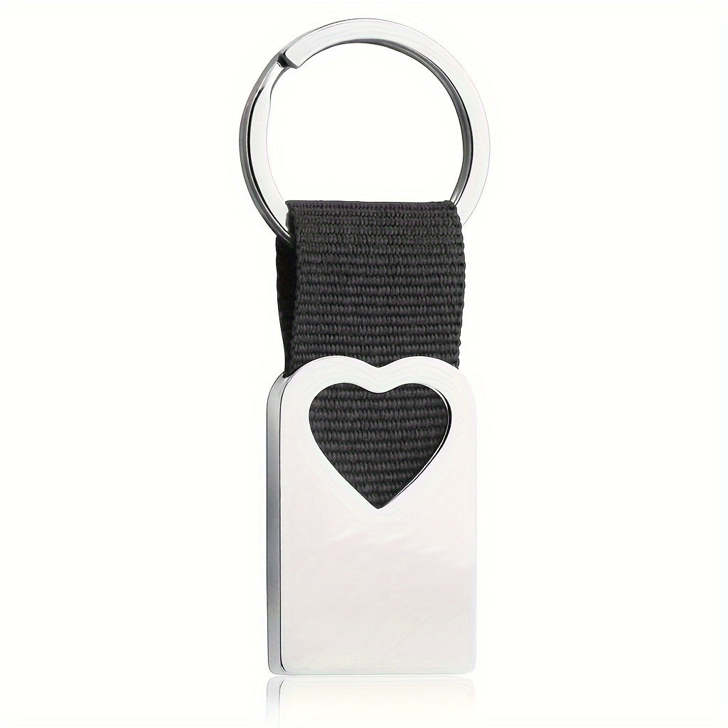 Heart Shape Metal Keychain with Woven Tape - Creative Keychain