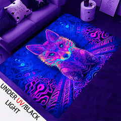 Fluorescent Pet Pattern Rug, UV Reactive, Non Slip Large Mat