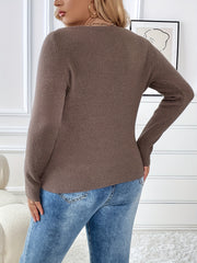 V Neck Ribbed Sweater Long Sleeve Top