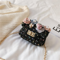 Girls Flower & Pearl Crossbody Bag Coin Purse Kids Accessories