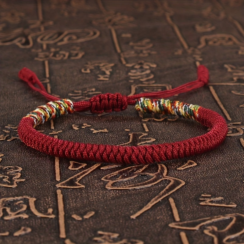 Buddhism Bracelet For Men Colorful Rope Lucky Red Bracelet