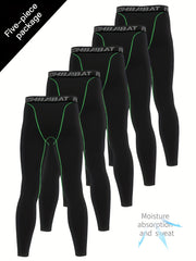 Men's Solid Pocket Leggings Active Sports Compression Pants