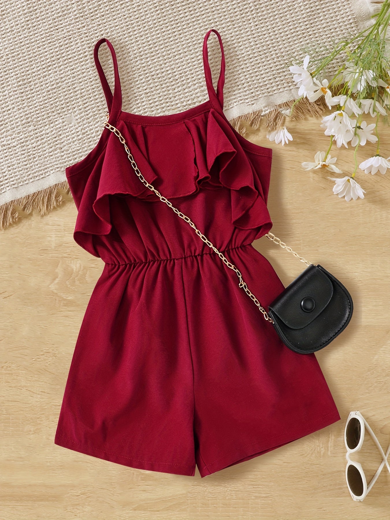 Girls Ruffled Off Shoulder Cami Jumpsuit Summer Clothing