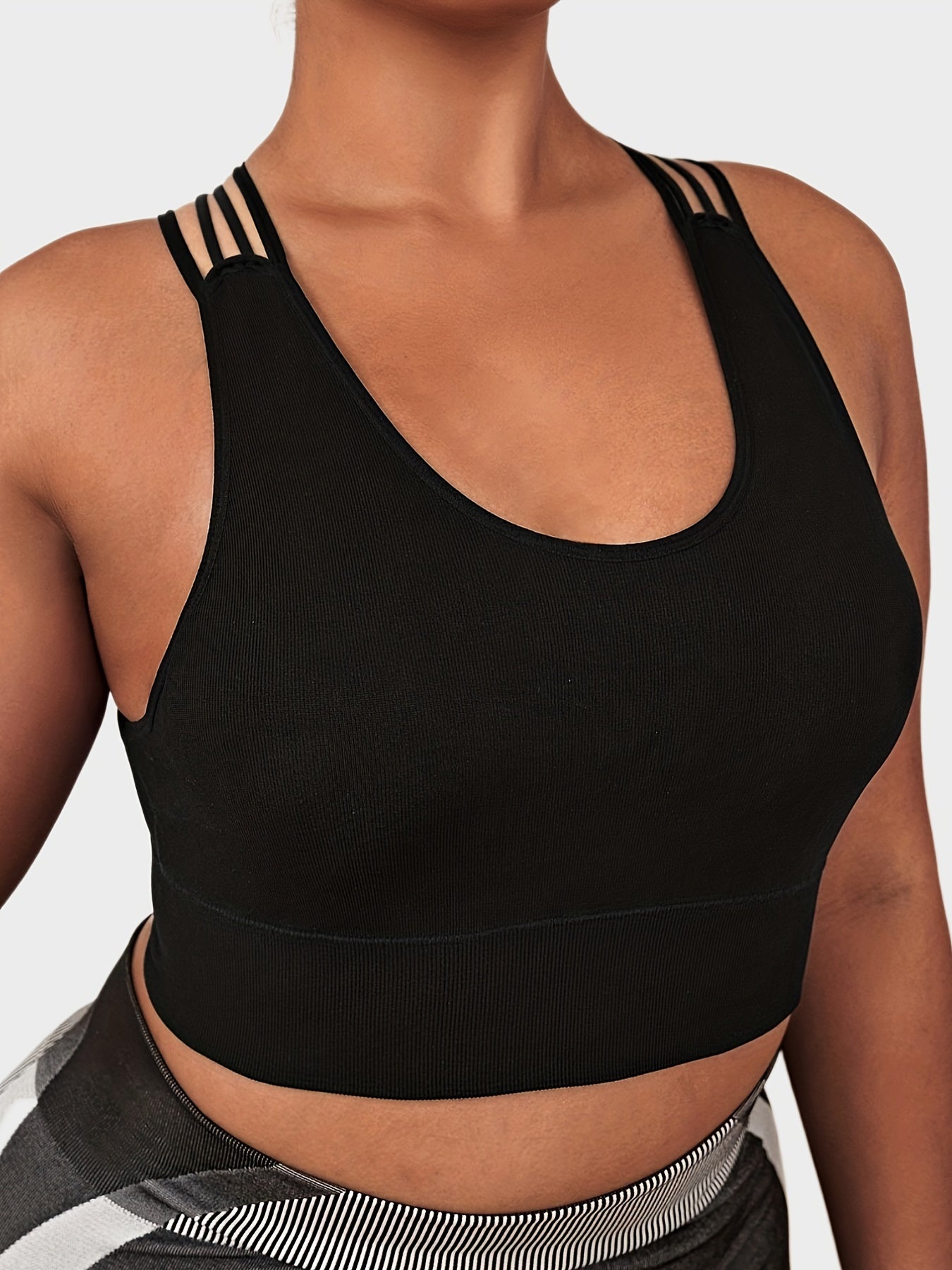 Sports Bra Women's Plus Split Strap Criss Cross Back Seamless Bra