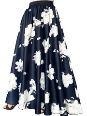 Women's Pleated Geo Print High Rise Maxi Skirt