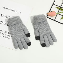 Warm Winter Outdoor Cycling Gloves Brushed Thickened Jacquard Gloves