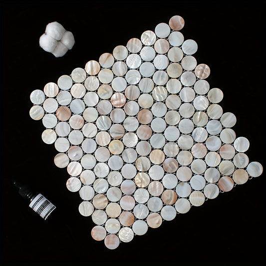 Solid Plastic Bearing Balls Pad Natural Shell Mosaic Round Table Pad