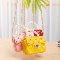 Kids Rhinestone Mini Crossbody Bag Faux Pearl Decor Handbag Coin Purse