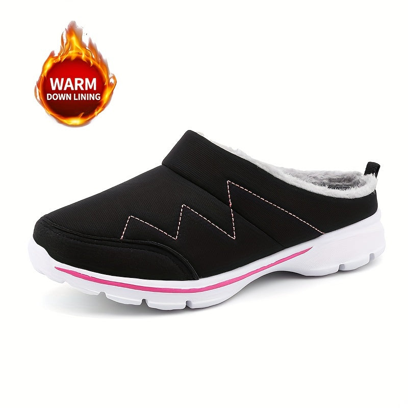 Women's Memory Foam Winter Mules Sneakers Waterproof Slippers