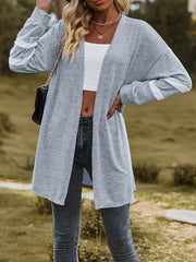 Casual Cardigan Women's Plus Stripe Print Long Sleeve Open Front