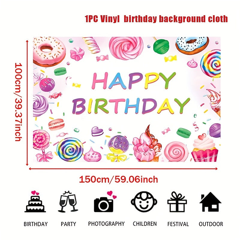 Sweet Donut Backdrop Banner for Candy Bar & Party Decor
