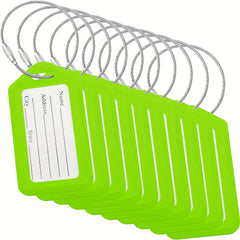 10 Green Luggage Tags with Keychain Attachment