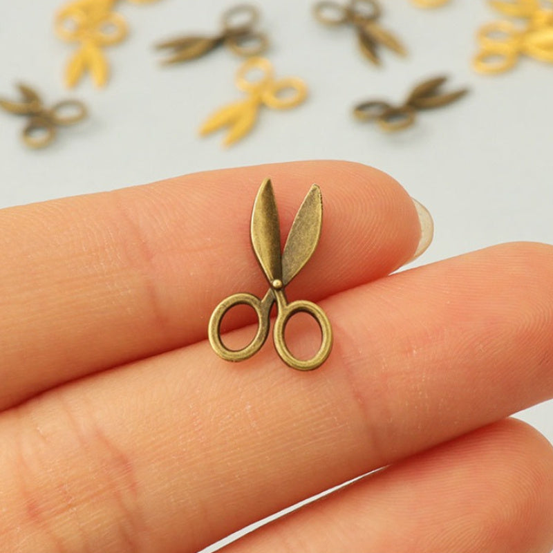 2pcs Dollhouse Mini Scissors Bronze Toy Alloy Desktop Ornament