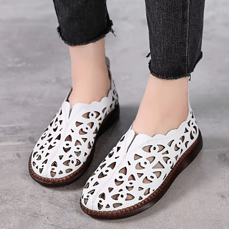 Women's Hollow Out Flat Sandals Soft Sole Slip On Loafers
