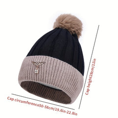 Striped Knit Beanie Hat Warm Chemo Cap for Women