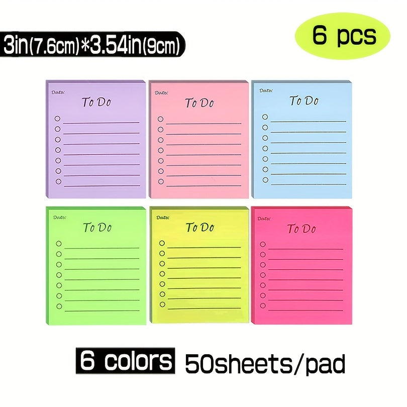 6 Pads To Do List Sticky Notes 6 Colors Optional Sticky Pads Memo