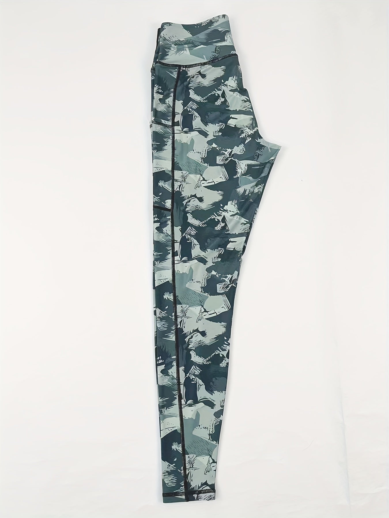 Camo Print High Rise Yoga Leggings with Phone Pockets