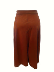 Women's Woolen Maxi Skirt Solid High Rise A line Swing