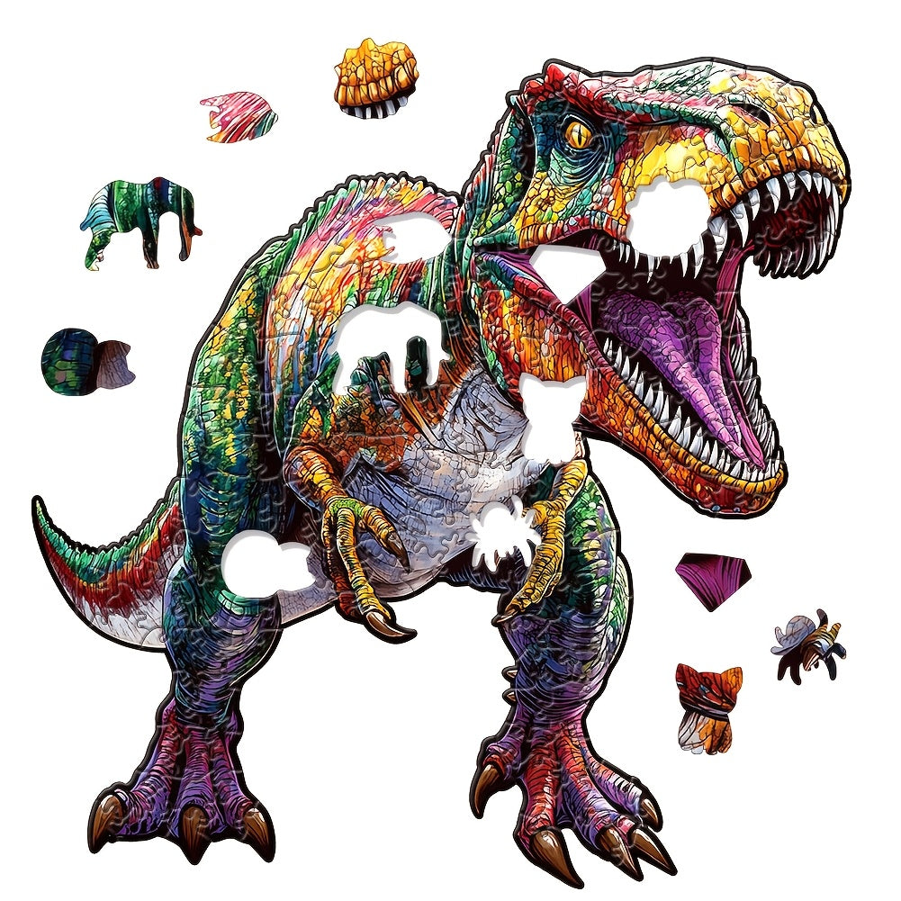 T-Rex Wooden Puzzle Animal Shaped Jigsaw Brain Exercise Artistic Decor