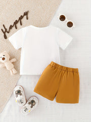 2pcs Bear Embroidery T-shirt & Shorts Set for Babies