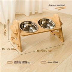Elevated Pet Feeder Stand Stainless Steel Bowl for Dog & Cat Dining