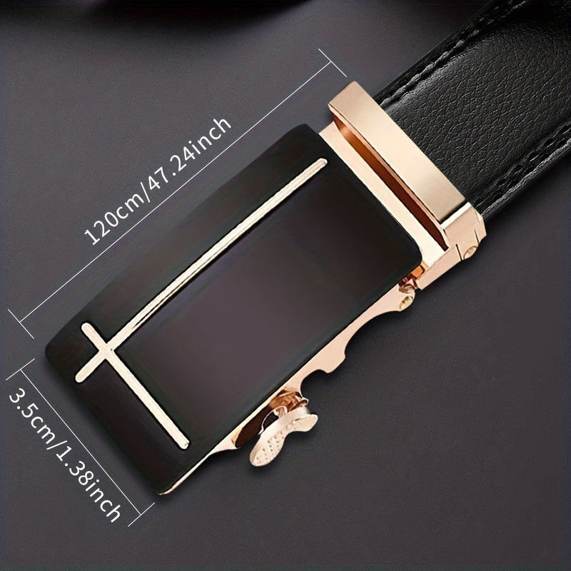 Men's Business PU Leather Belt Automatic Buckle Wedding Daily Wear