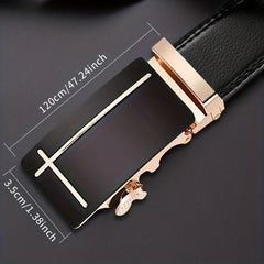 Men's Business PU Leather Belt Automatic Buckle Wedding Daily Wear