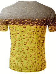Stylish 3D Beer Graphic Print T-Shirt for Summer
