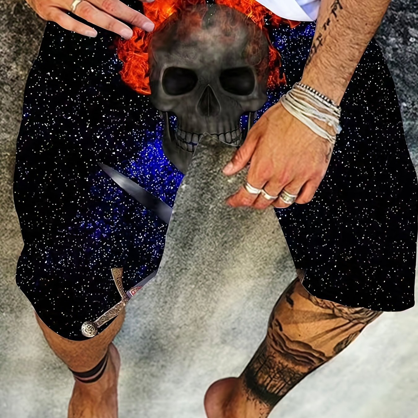 Men's Galaxy Skull Graphic Shorts - Stylish & Comfortable 3D Print Casual Shorts