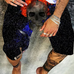 Men's Galaxy Skull Graphic Shorts - Stylish & Comfortable 3D Print Casual Shorts