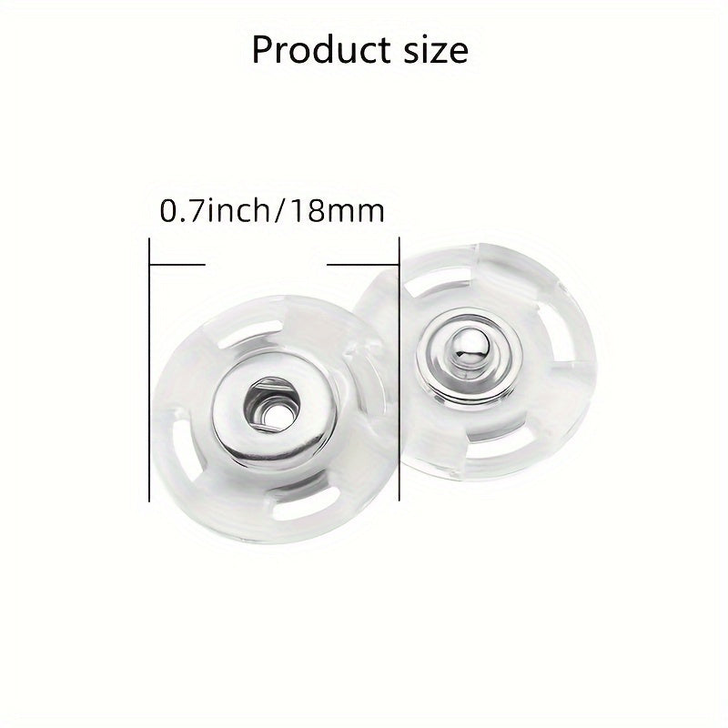 20 Pairs Transparent Invisible Plastic Buttons for Jackets Sweaters Shirts