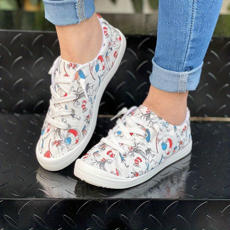 Women's Cute Cat Pattern Skate Shoes Lightweight Breathable Walking Shoes