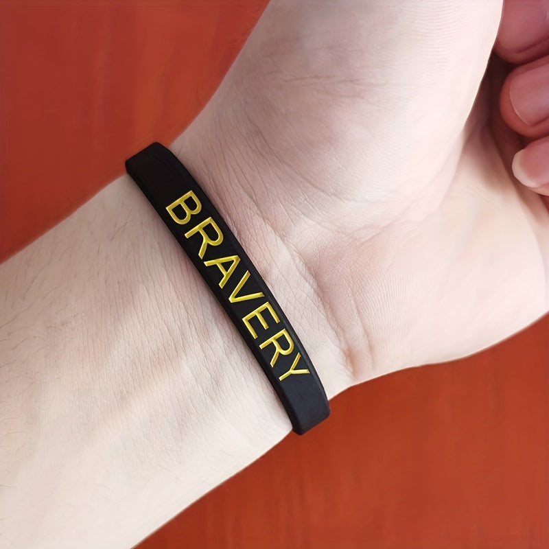 Sporty Silicone Bracelet with Bold Letter Graphics