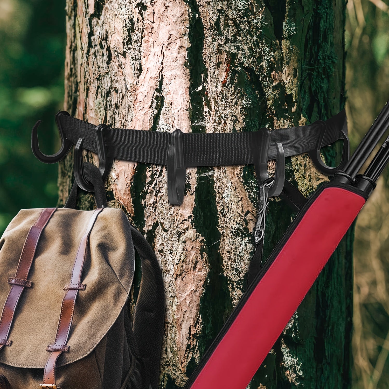 Treestand Strap w/ 6 Hooks Tree Stand Hanger Camping