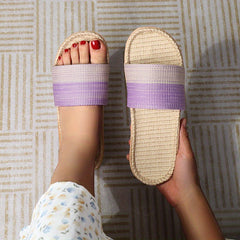 Women's Ombre Home Linen Slides Open Toe Ultra Light Shoes
