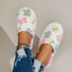 Women's Butterfly Print Plush Slippers Warm Cozy Indoor Shoes