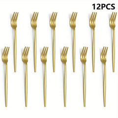 12pcs Stainless Steel Fruit Forks Salad Forks Set