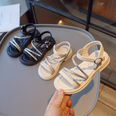 Girls Slip On Sandals Kids Casual Dress Up Shoes