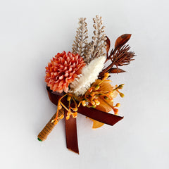 Romantic Orange Faux Flower Wrist Corsage Set