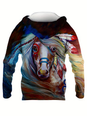 3D Print Horse Hoodie for Men Autumn Winter