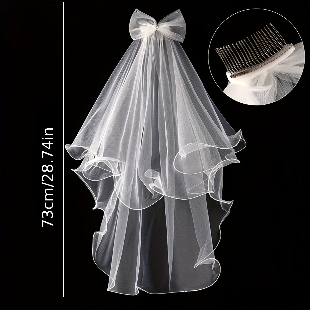 Bridal Veil with Comb Double Layer Ruffled Short Veil Tulle Wedding Bridal Veil