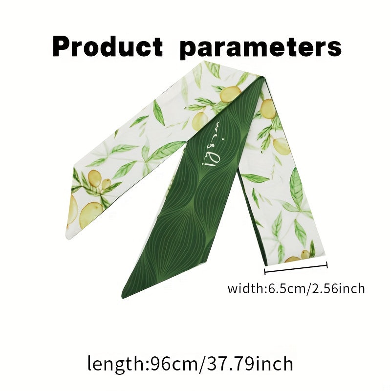 2pcs Pink & Green Skinny Scarf Long Ribbon Neckerchief Twilly Scarf