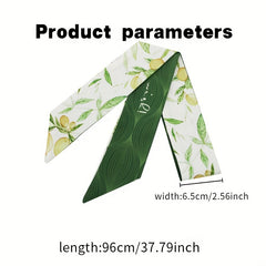 2pcs Pink & Green Skinny Scarf Long Ribbon Neckerchief Twilly Scarf