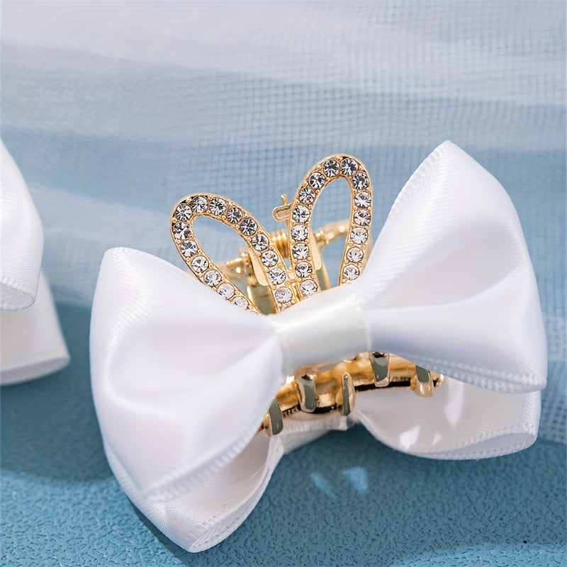 Kids Butterfly Bow Rabbit Ear Crown Hair Clip Rhinestone Princess Hairpin