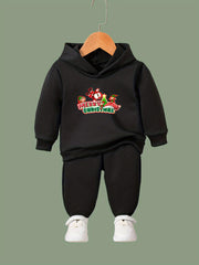 Girls Merry Christmas Hooded Sweatshirt Top Set