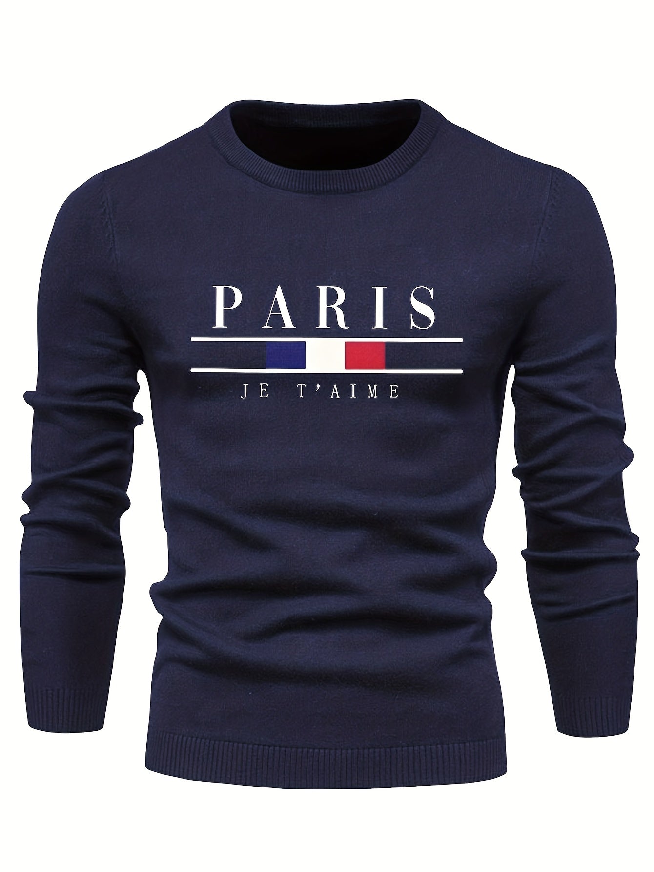 Men's Knitted Sweater Classic PARIS Pattern Crew Neck