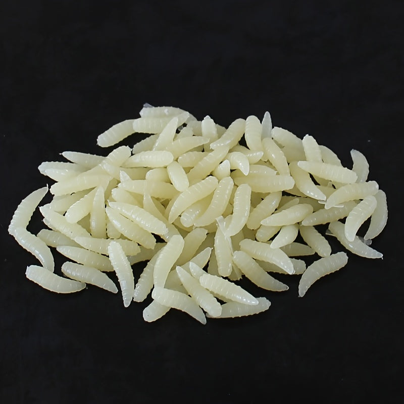 100pcs Maggot Grub Soft Lure Protein Soft Bait Worm Fishing Lures